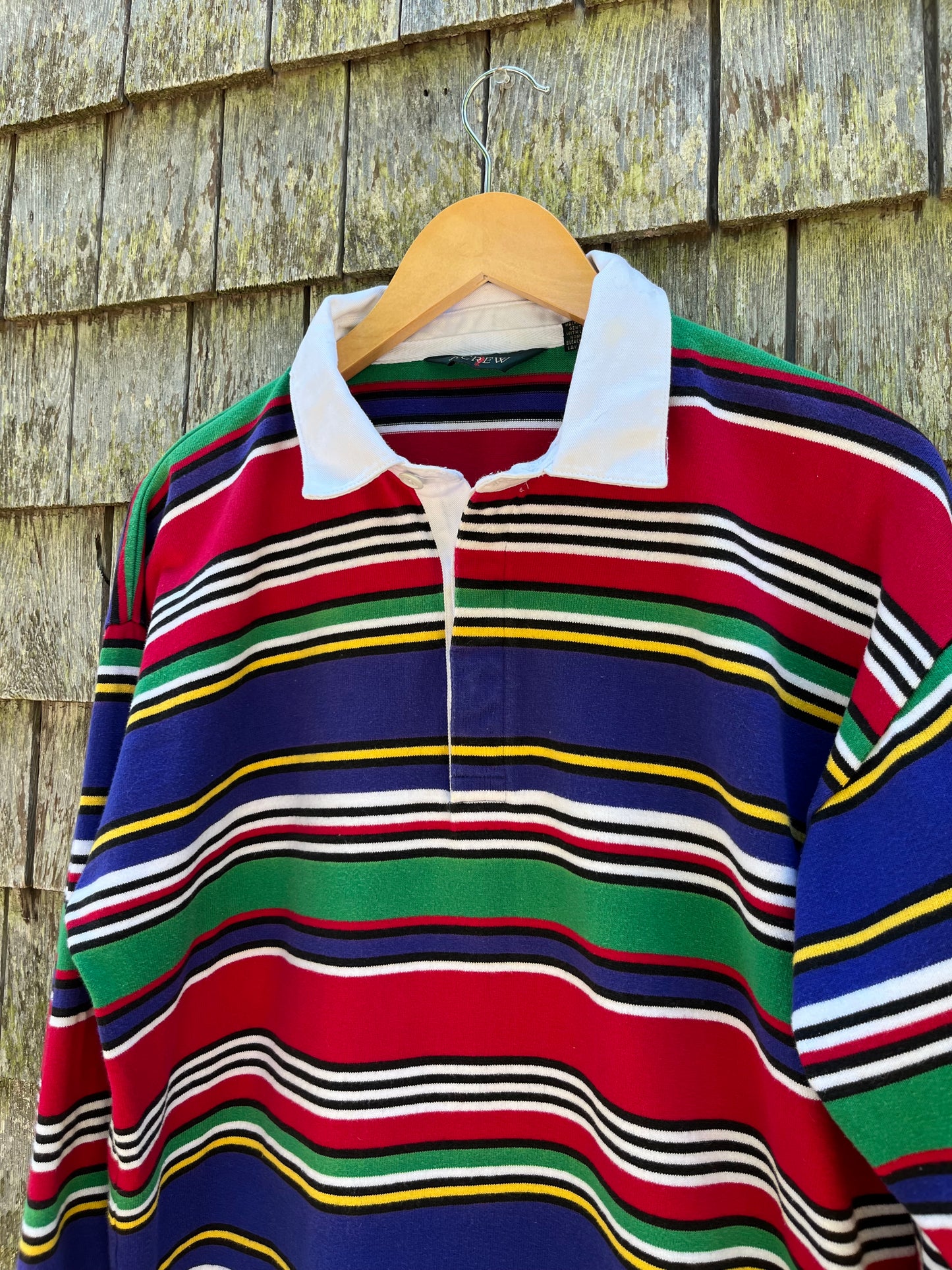 90s J.Crew Multi Stripe Cotton Rugby Shirt (L)