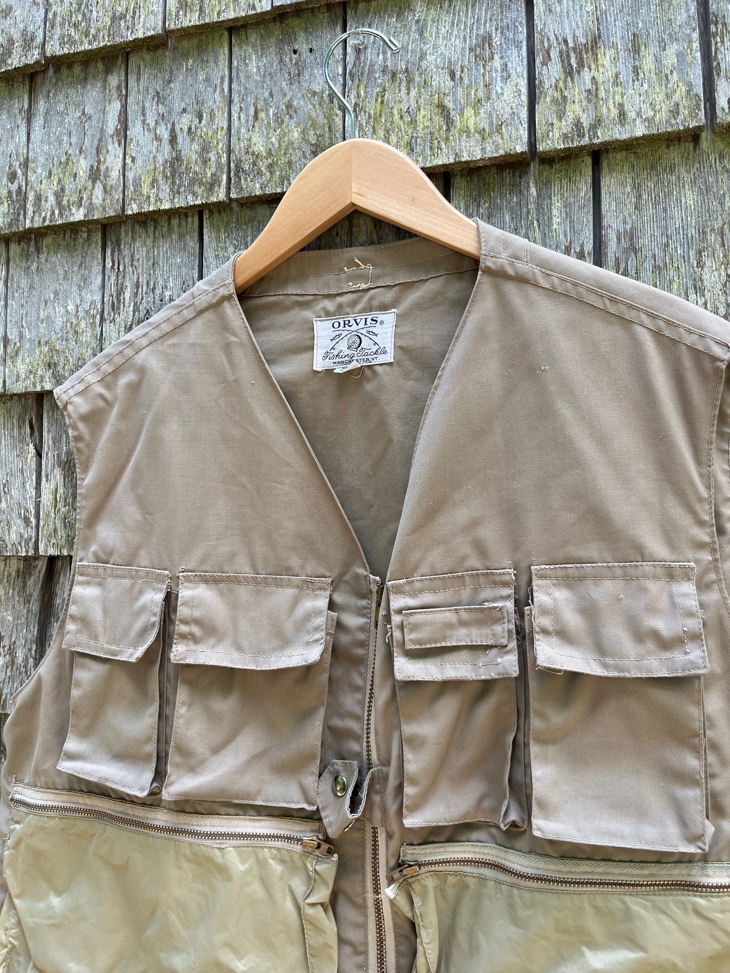 70s Orvis Cotton Twill & Nylon Fishing Vest (L/XL)
