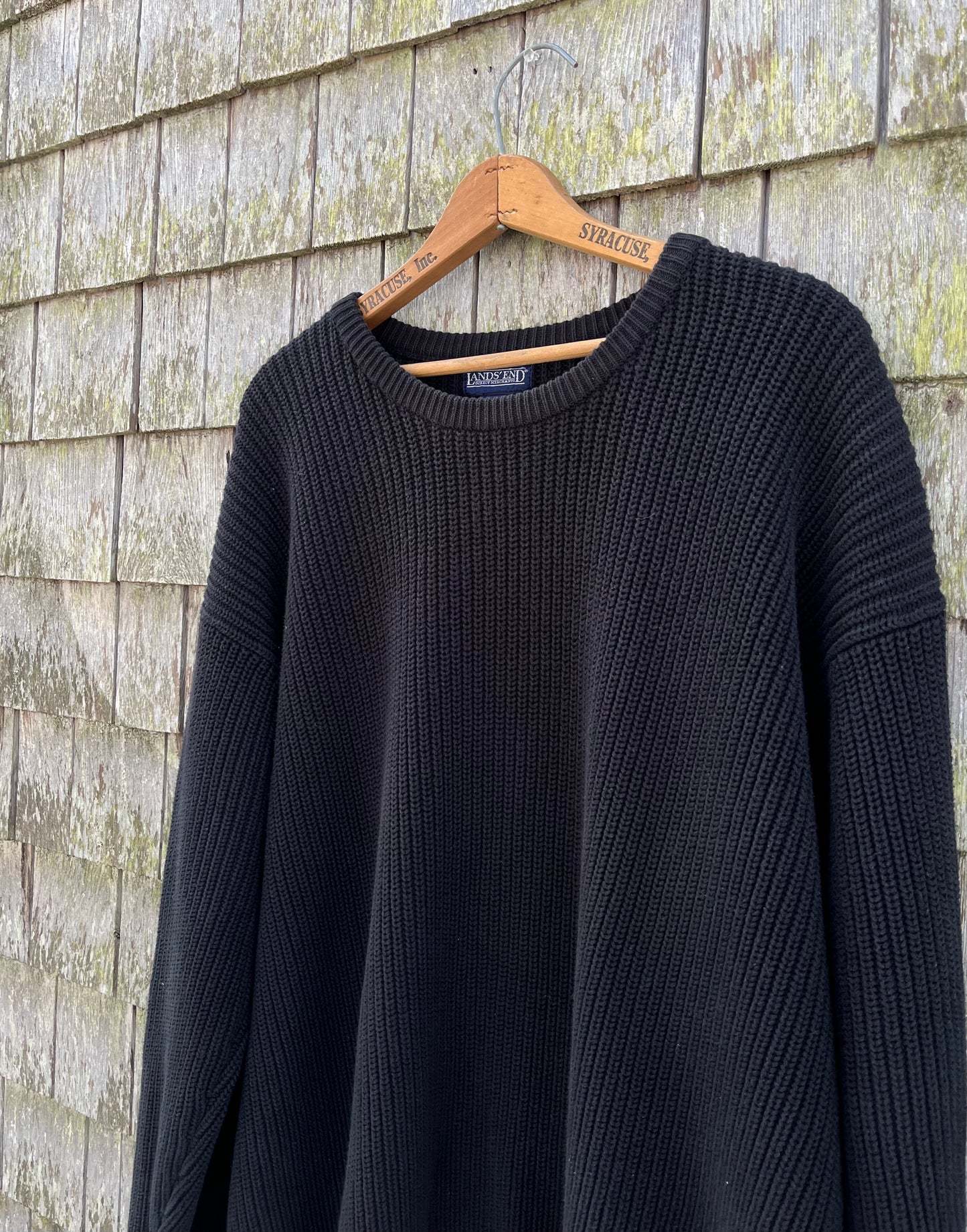 90s Lands’ End Shaker Stitch Cotton Crewneck Sweater (XL)