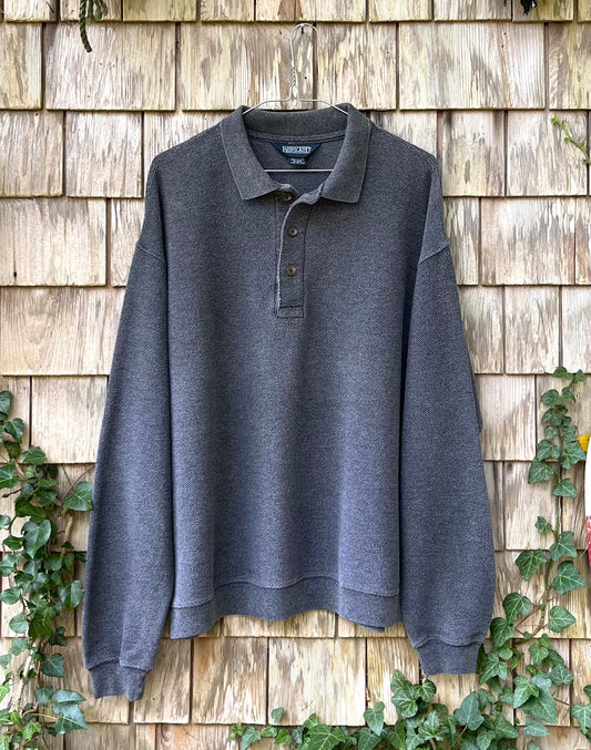 90s Lands’ End Heavyweight Cotton Pique Pullover Shirt (L)