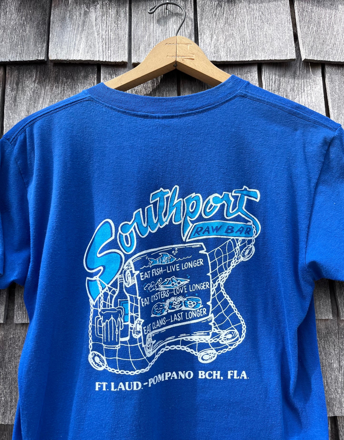 90s Southport Raw Bar Pompano Beach Florida Pocket T-Shirt