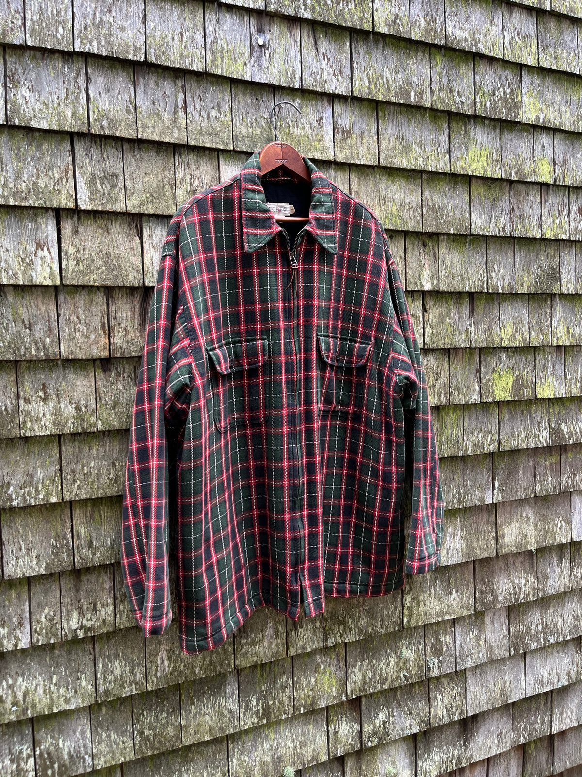 90s J.Crew Zip-Front Lined Flannel Shirt Jacket (L/XL)