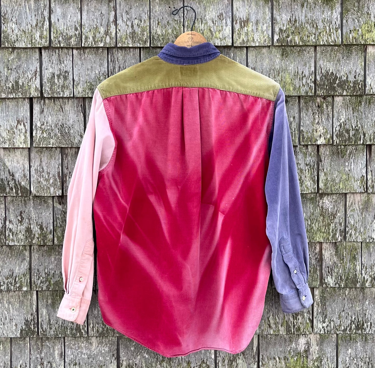 90s J.Crew Faded Colorblock Corduroy Button Down Shirt (M/L)