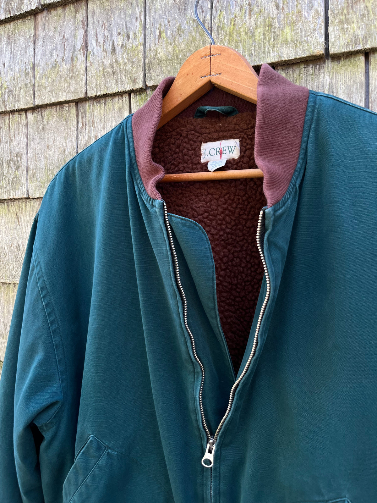 90s J.Crew Shearling Lined Cotton Bomber Jacket (L)