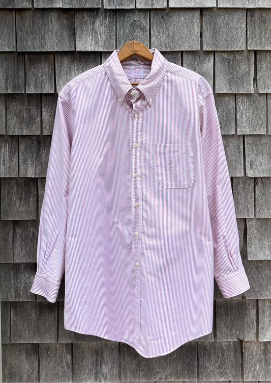 00s Brooks Brothers Makers University Stripe ‘Original Polo’ Oxford Cloth Button Down Shirt (17.5-3)