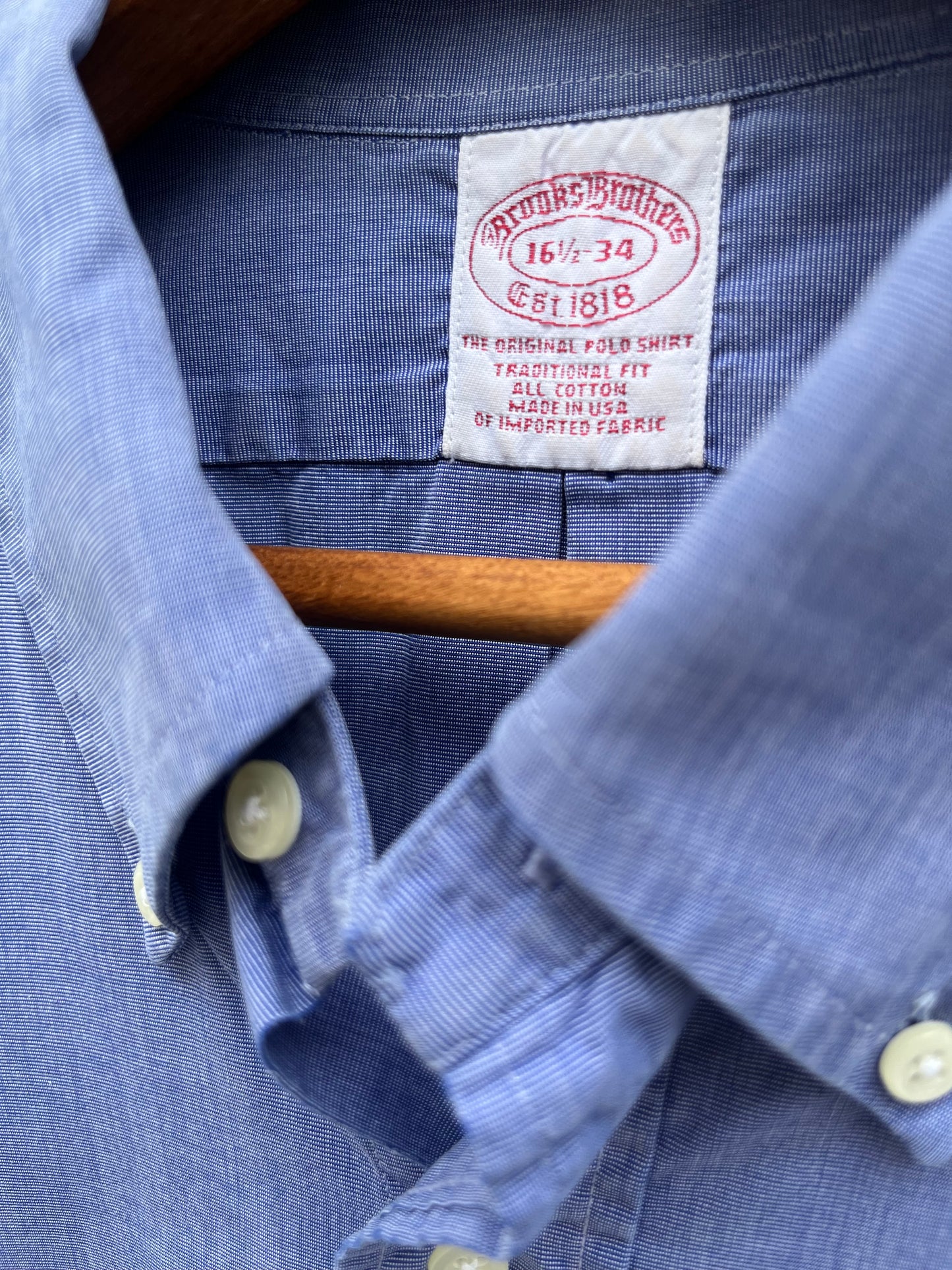 90s Brooks Brothers Makers Cotton Broadcloth 'Original Polo' Button Down Shirt (16.5-4)
