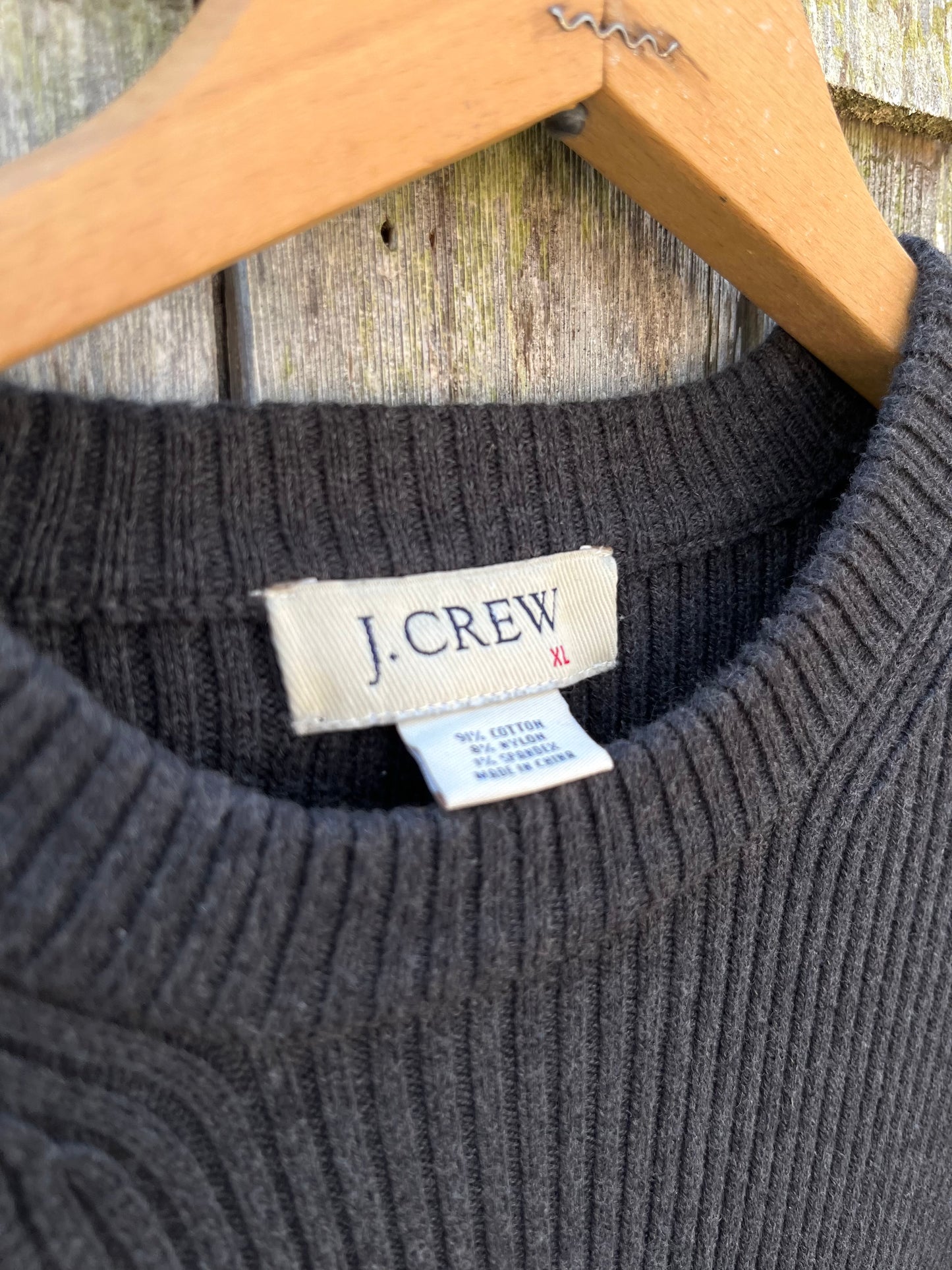 90s J.Crew Crewneck Ribbed Cotton Knit Sweater (XL)