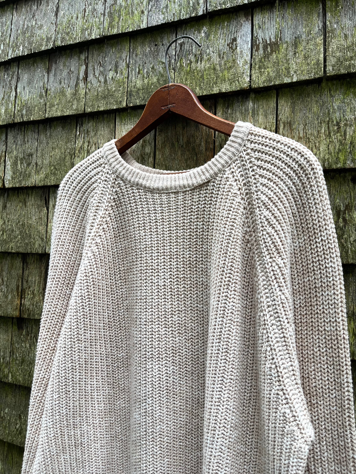90s L.L. Bean Raglan Sleeve Variegated Cotton Knit Sweater (XL)