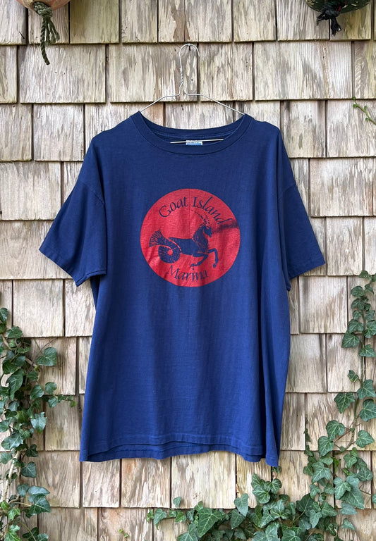 80s Goat Island Marina Newport Rhode Island T-Shirt (L/XL)
