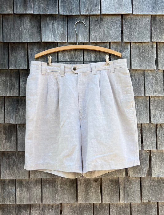 90s Dockers Linen Blend Pleated Shorts (36/8")