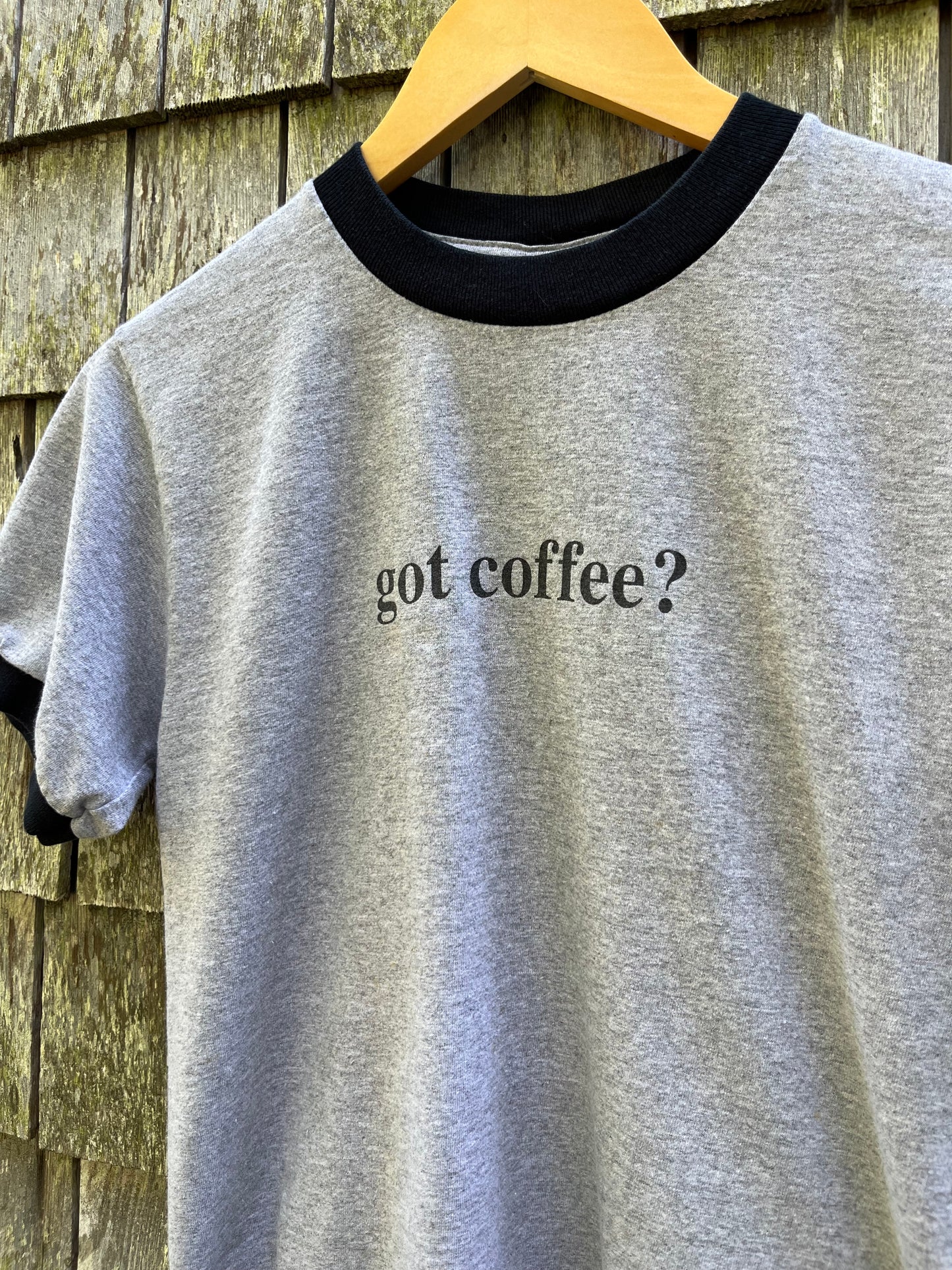00s Brewster General Store ‘Got Coffee?’ Cropped Ringer T-Shirt (S)