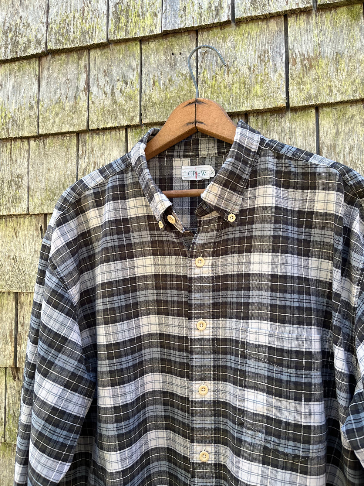 90s J.Crew Plaid Cotton Twill Button Down Shirt (XL)