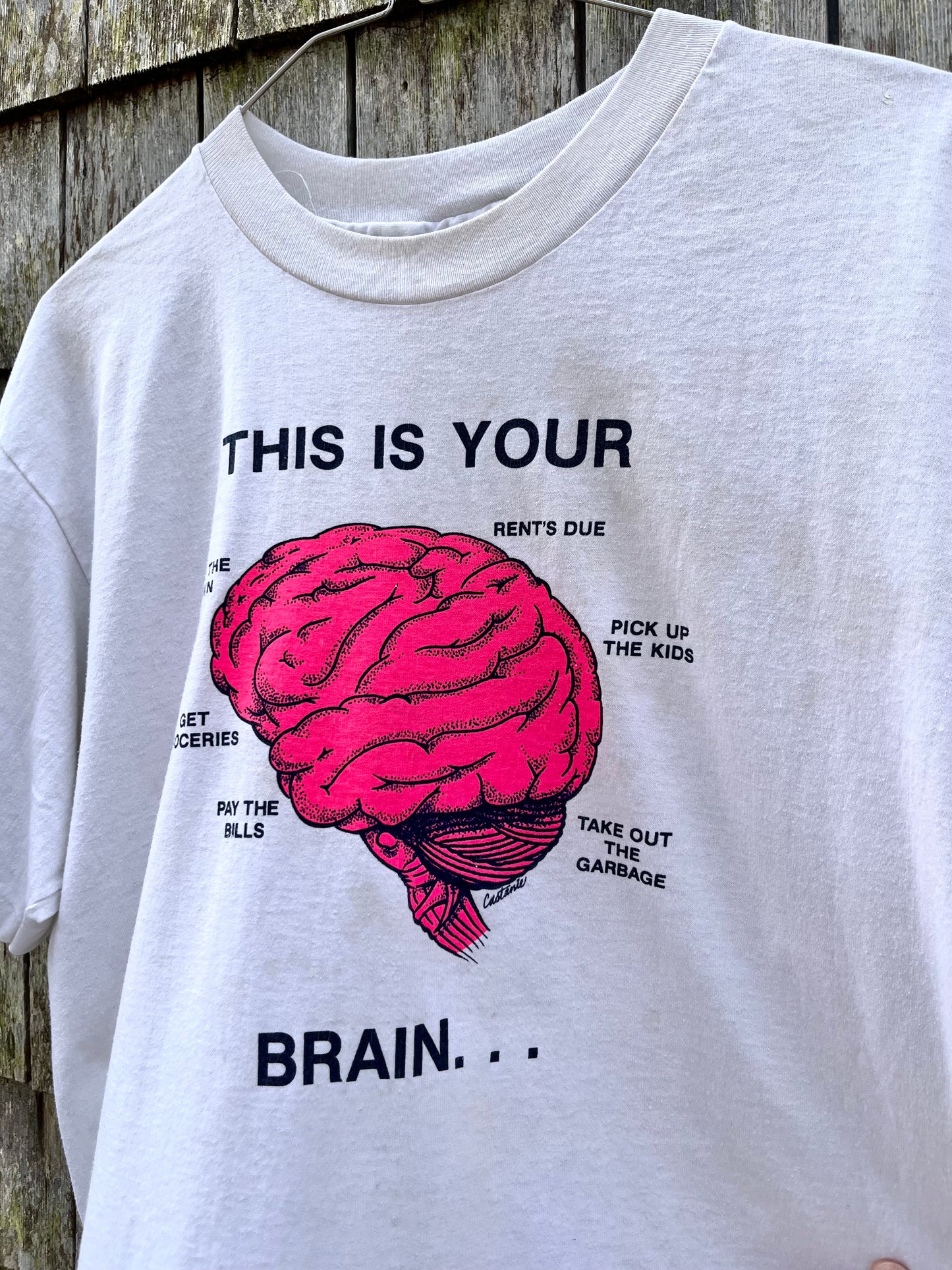 90s ‘This is your Brain’ Brand-X Offshore Fishing T-Shirt (L)