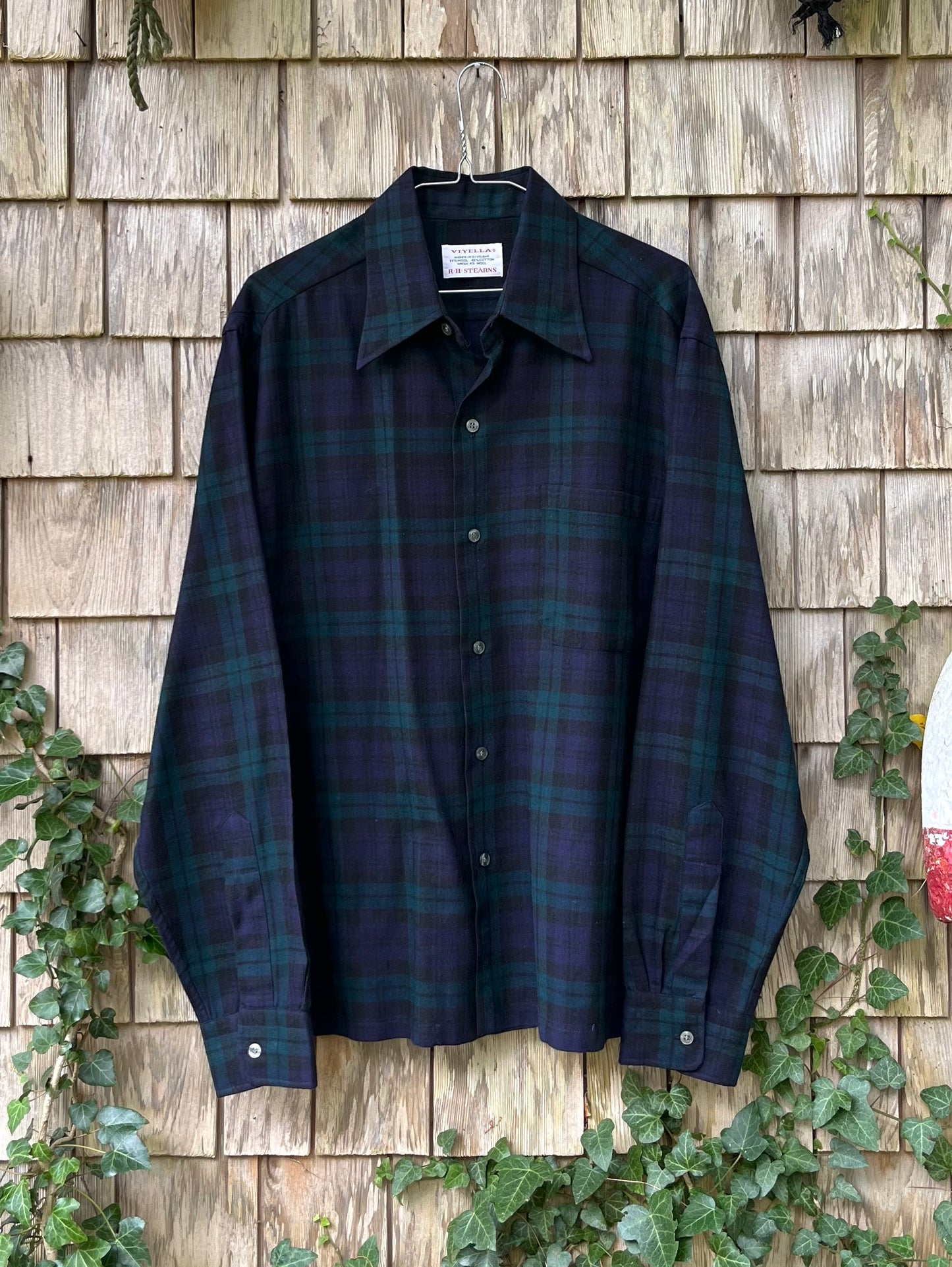 70s R.H. Stearns Viyella Wool Blend Button Front Shirt (XL)