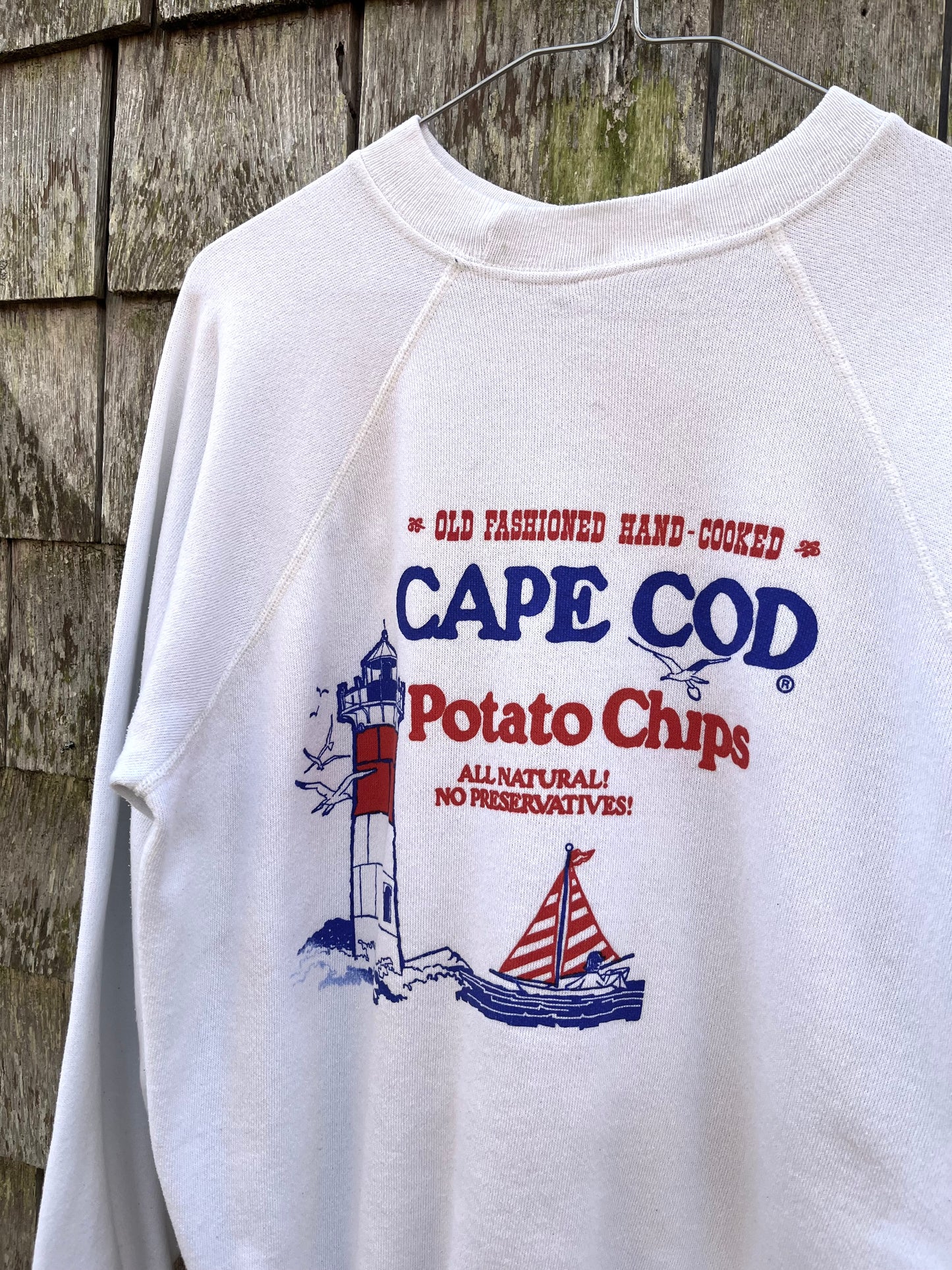 80s Cape Cod Potato Chips Raglan Sleeve Crewneck Sweatshirt (M)
