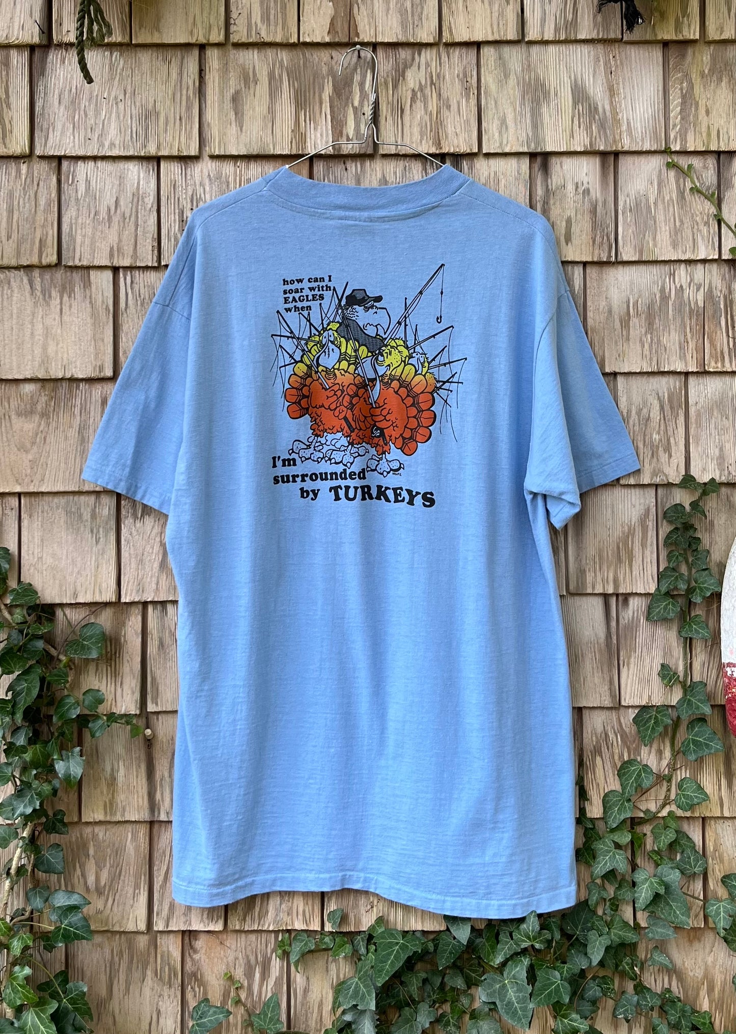 80s Western Saltwater Fisherman Magazine ‘...Surrounded by Turkeys’ T-Shirt (L)