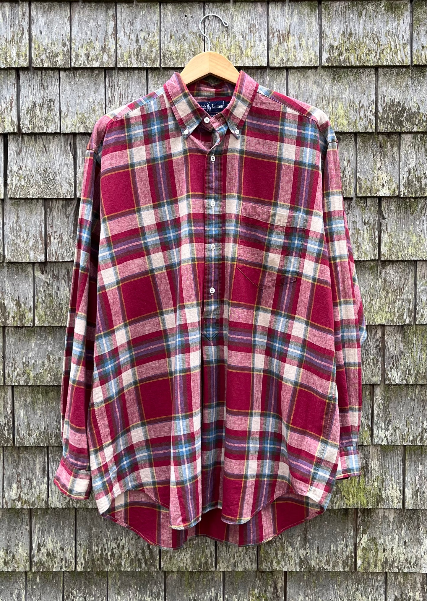 90s Polo Ralph Lauren Linen Cotton Popover Button Down Shirt (XL/XXL)