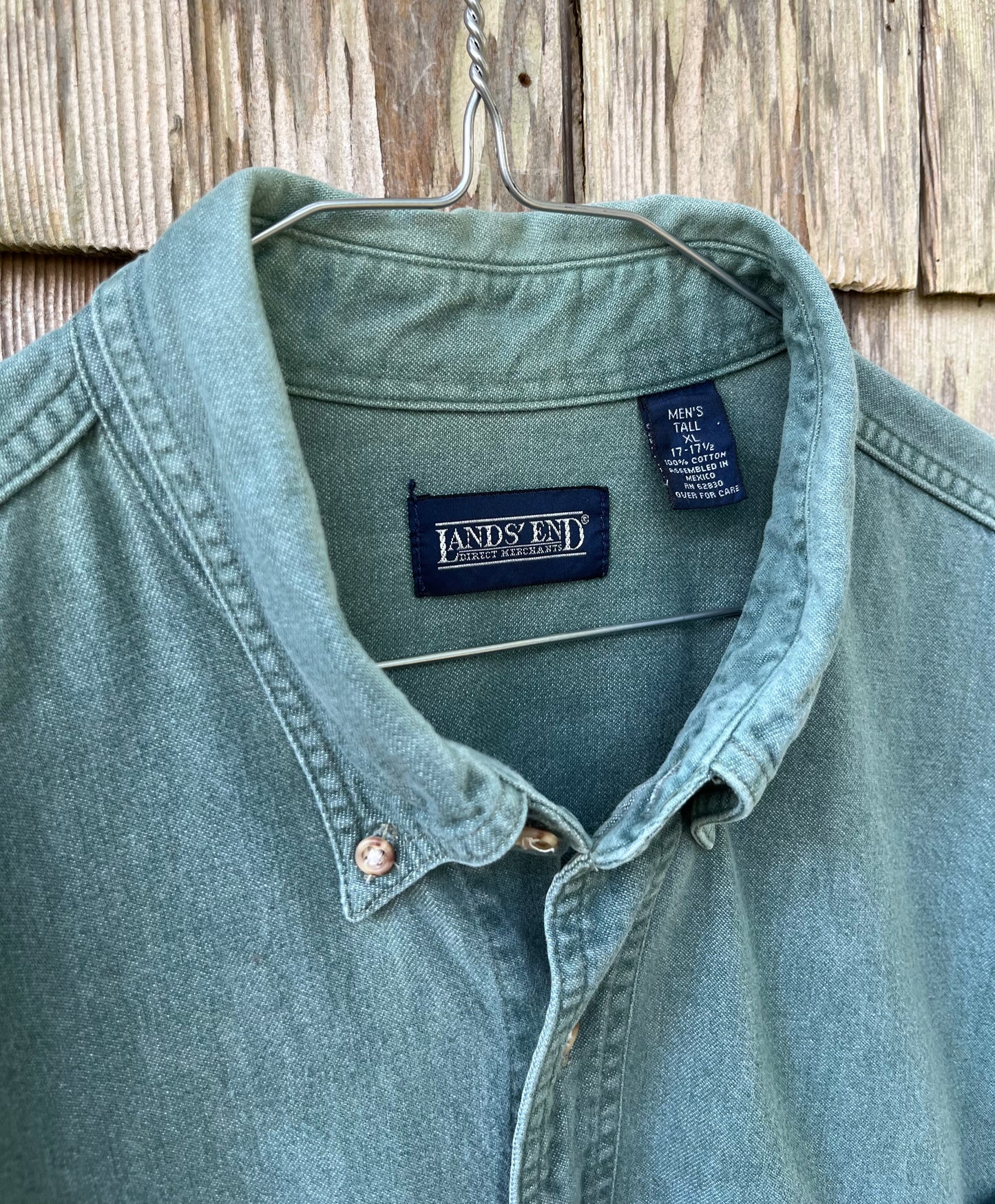 90s Lands’ End Garment Dye Cotton Twill Button Down Shirt (XL)