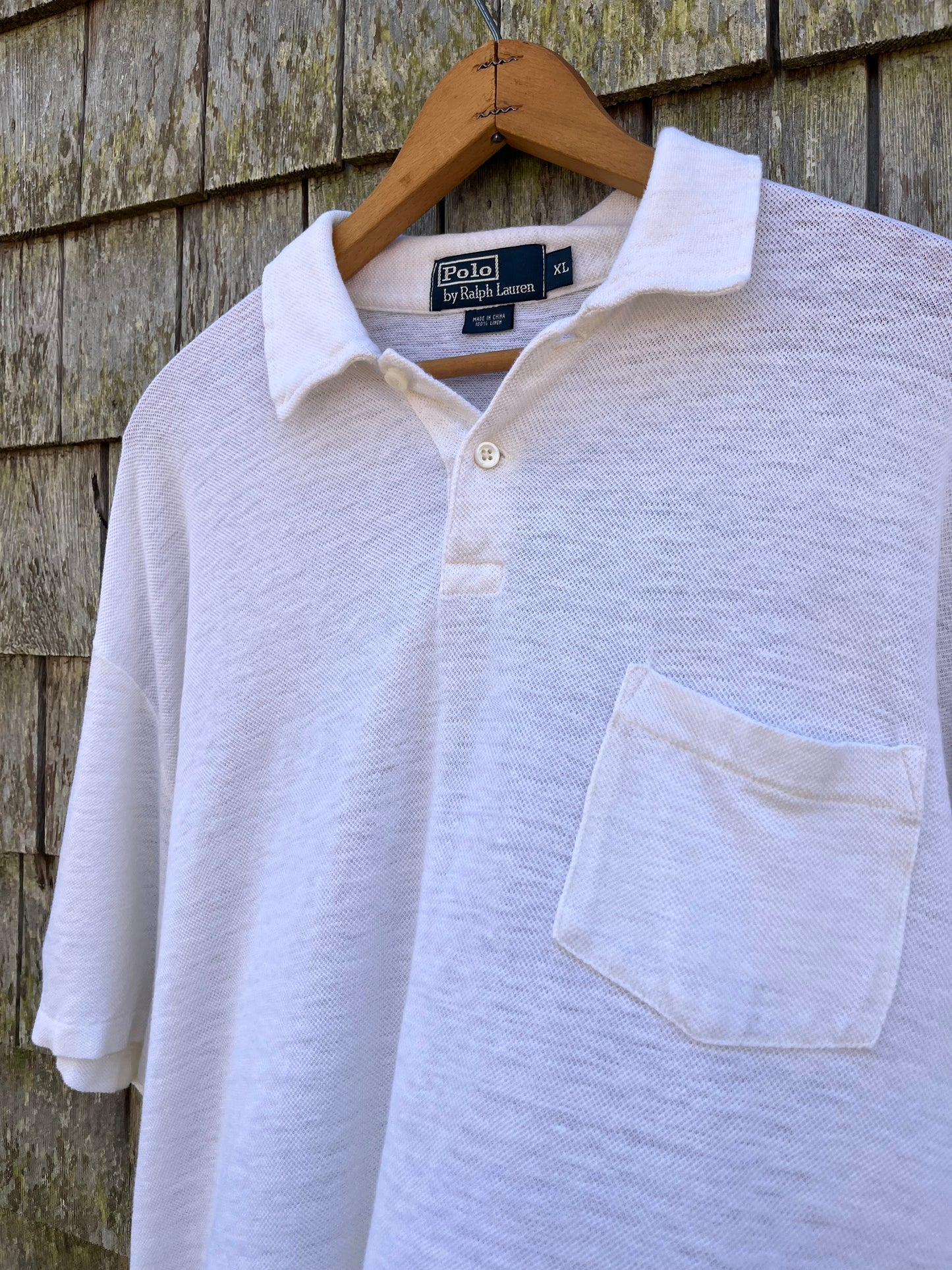 90s Polo Ralph Lauren Linen Pocket Polo Shirt (XL)