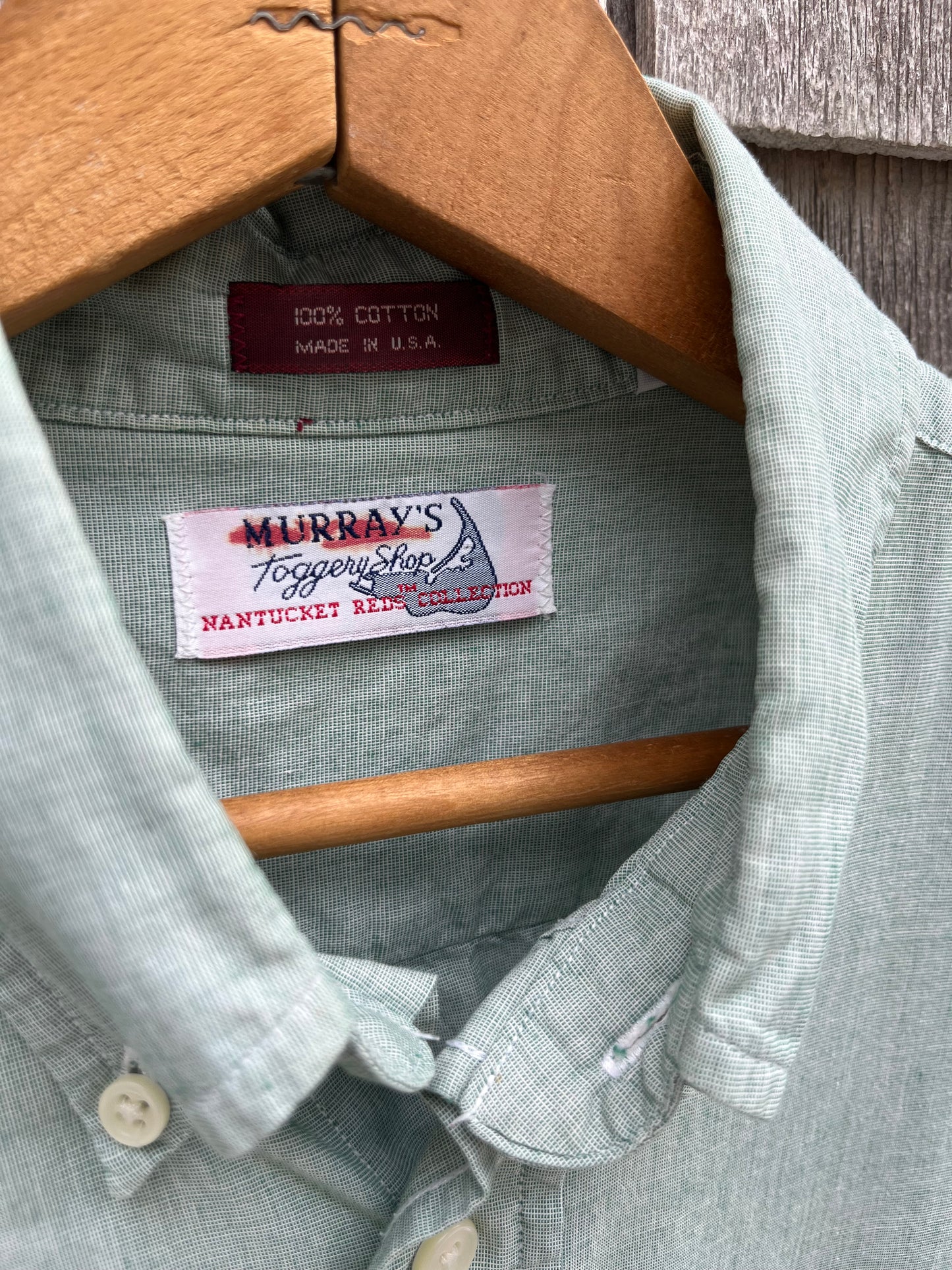90s Murray’s Toggery Nantucket Short Sleeve End on End Cotton Button Down Shirt (L/XL)