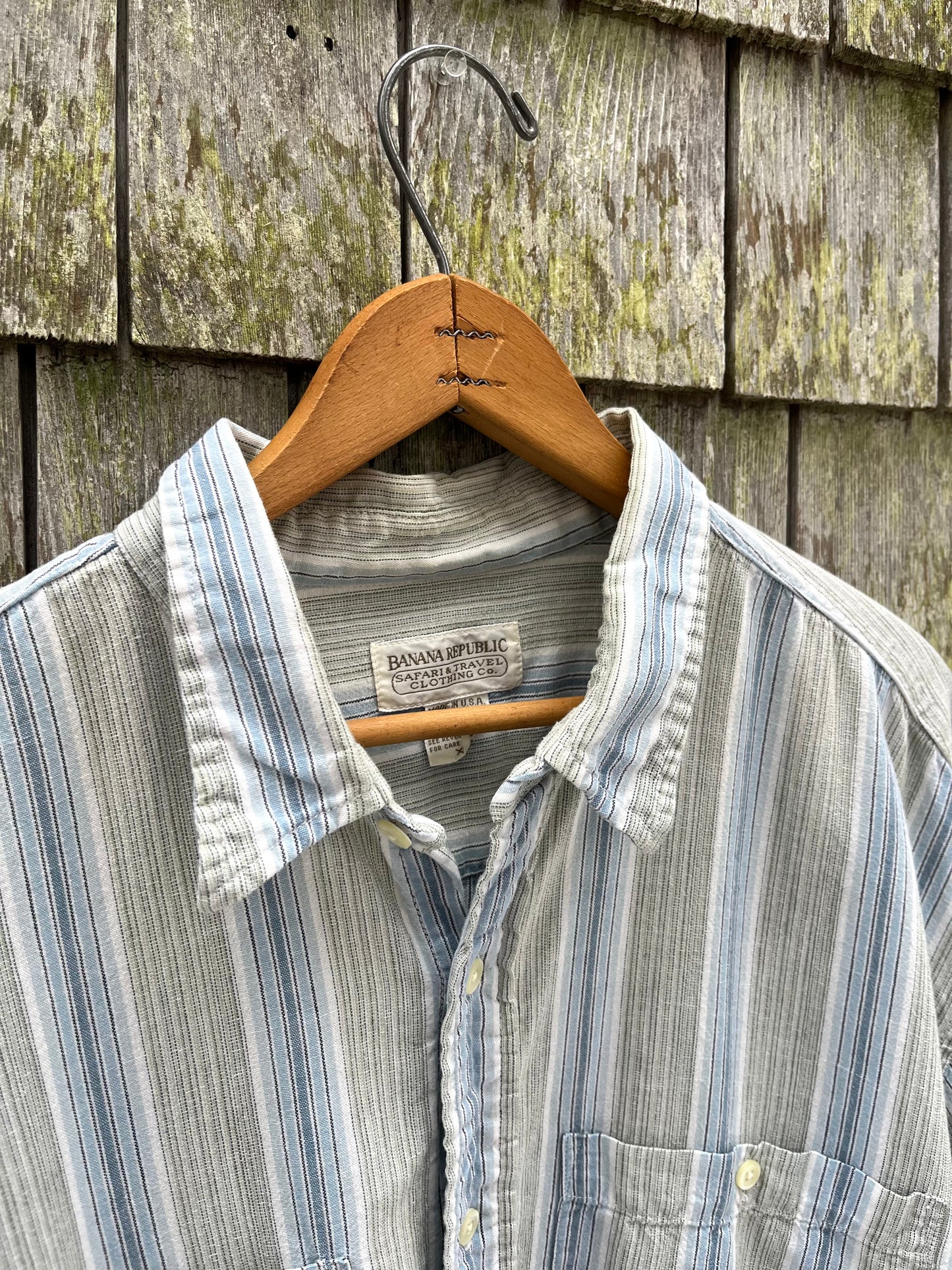90s Banana Republic Lightweight Cotton Multi Stripe Button Front Shirt (XL)
