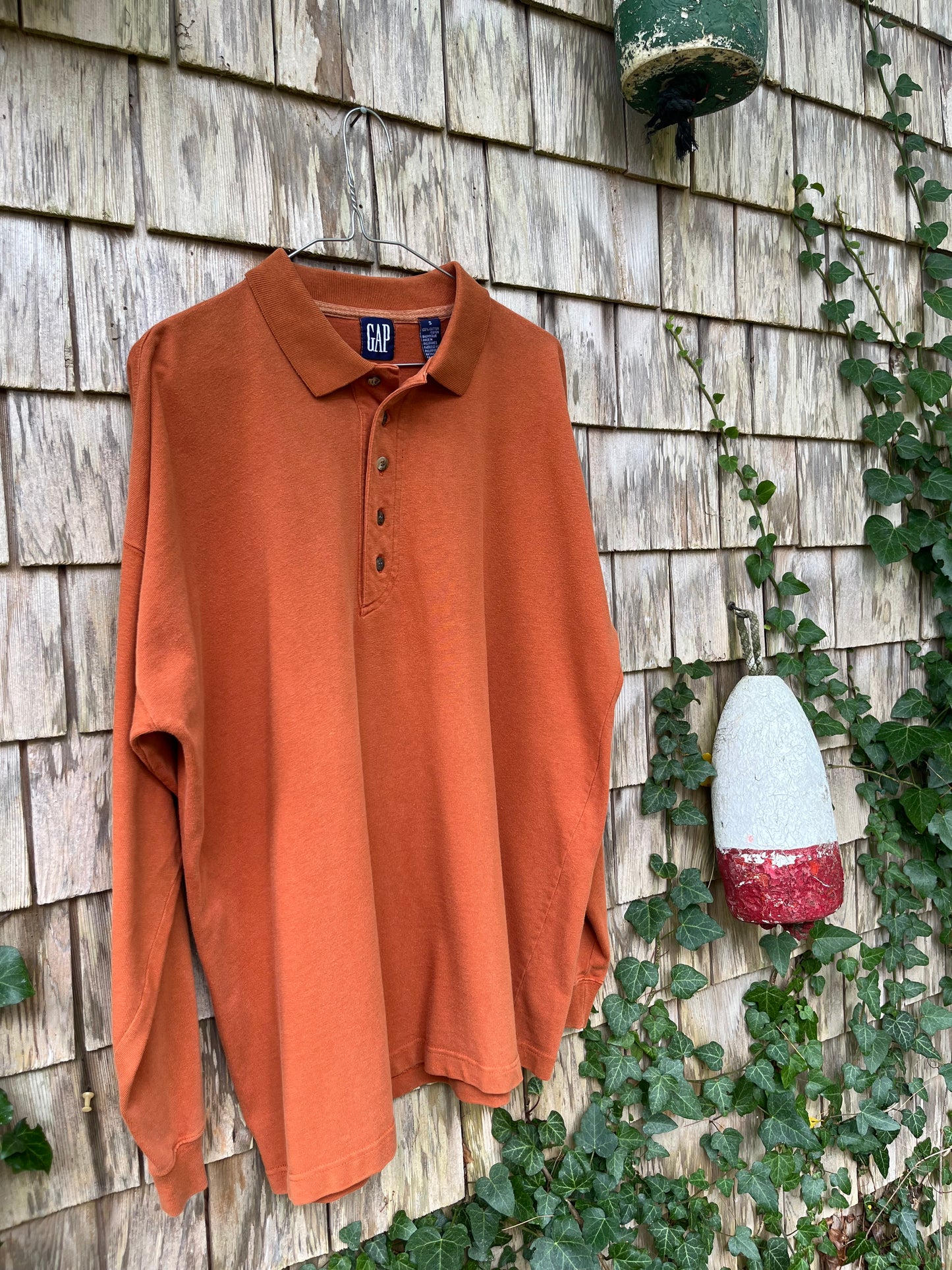 90s GAP Long Sleeve Cotton Polo Shirt (L)