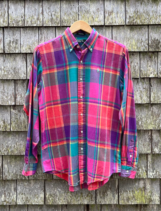 90s Polo Ralph Lauren Cotton Madras Button Down Shirt (S/M)