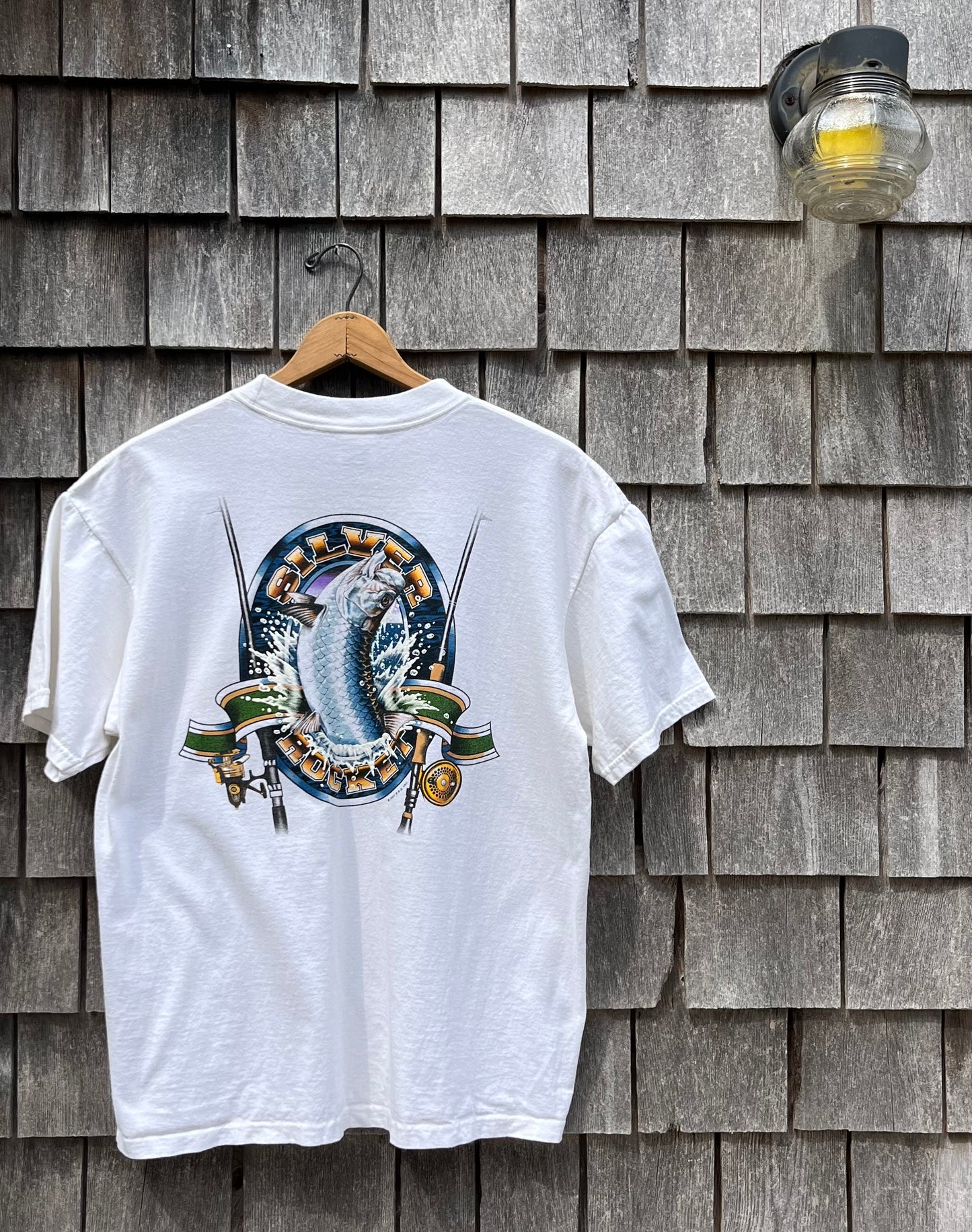 90s Penn International II Silver Rocket Tarpon Fishing T-Shirt (L)