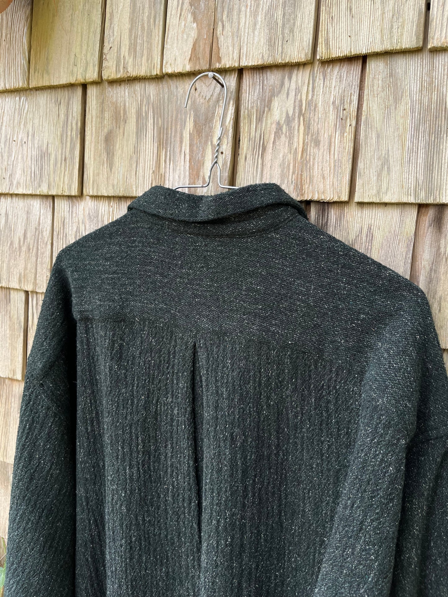 90s NAYLS Loop Collar Wool Blend Button Front Shirt (XL)