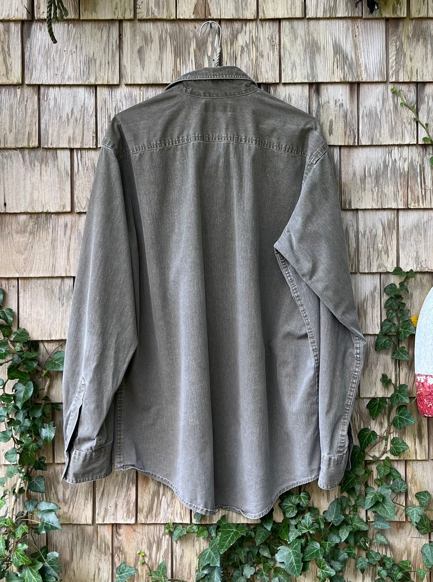 90s L.L. Bean Garment Dye Cotton Twill Button Front Shirt (L/XL)