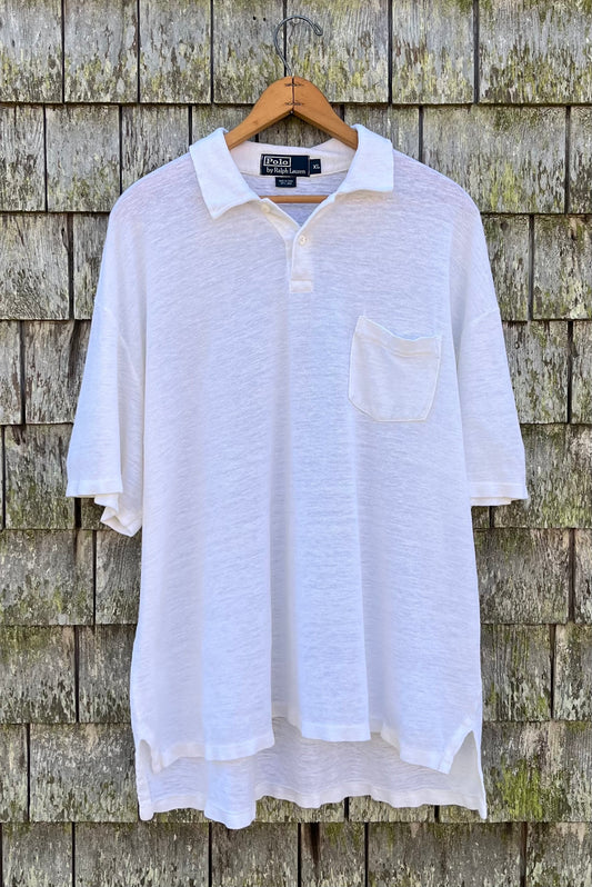 90s Polo Ralph Lauren Linen Pocket Polo Shirt (XL)