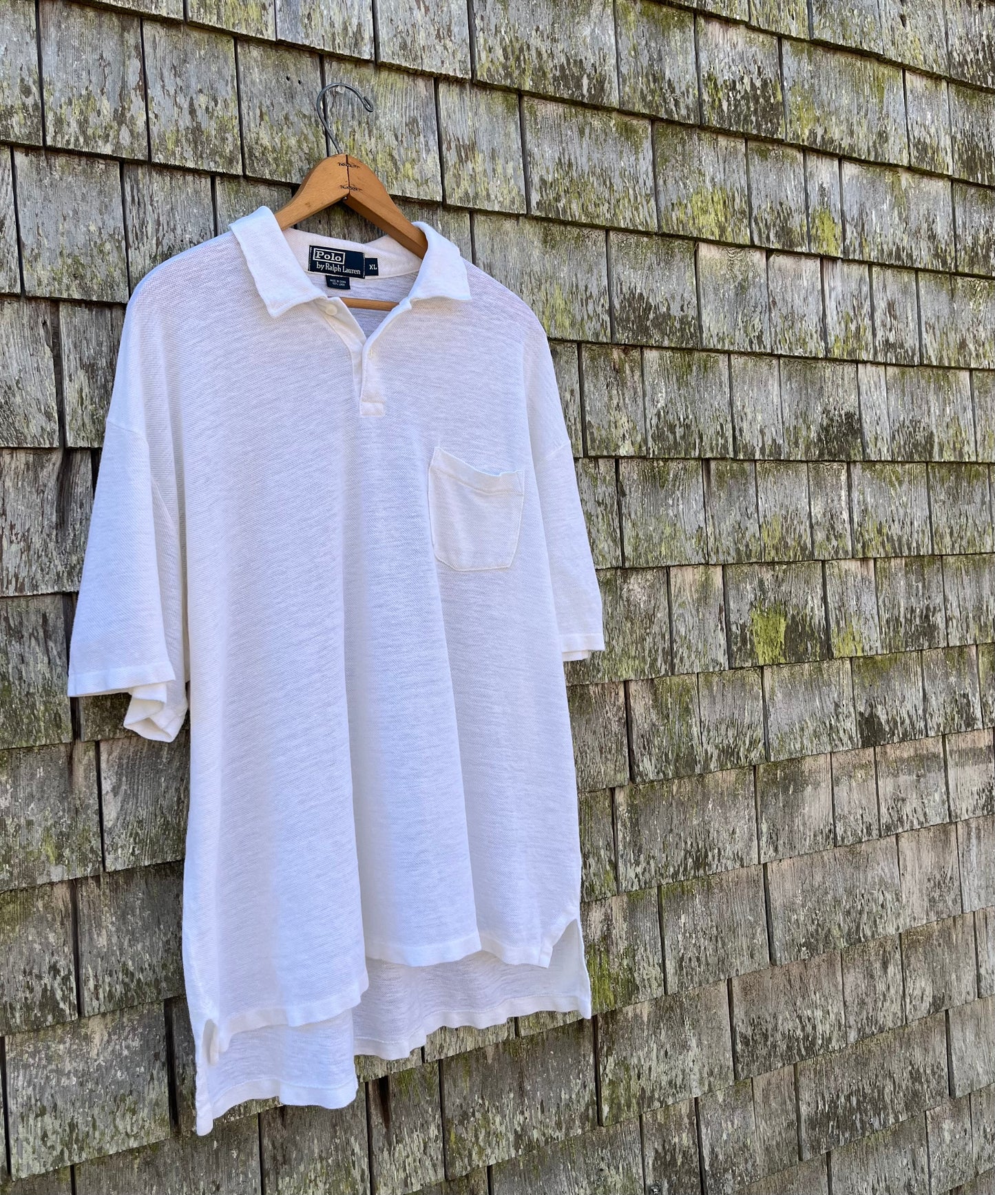 90s Polo Ralph Lauren Linen Pocket Polo Shirt (XL)