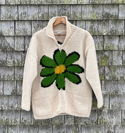 90s Rycchay Ecuador Wool Handknit Full Zip Sweater (L/XL)